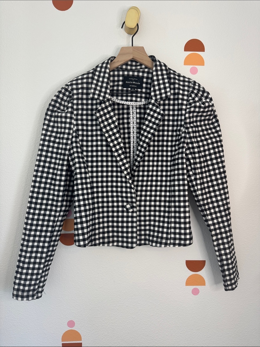Haute Monde Black and White Gingham Blazer Size Medium N0244